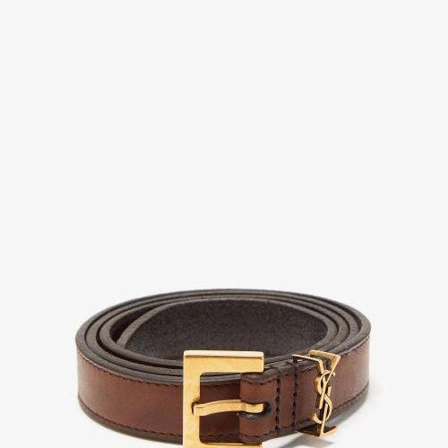 Shop Saint Laurent Leather Logo Belts by nacchan57