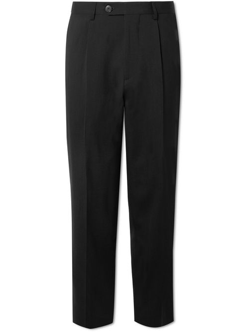 Straight-Leg Pleated Wool-Twill Suit Trousers