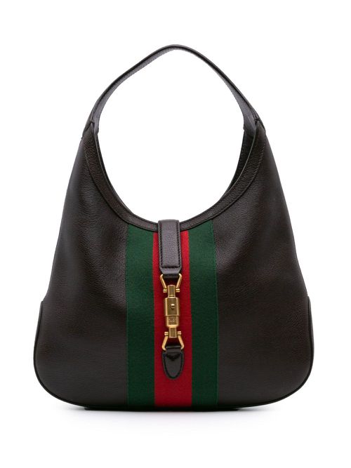 Gucci Pre-Owned 2016-2024 Medium Grained Calfskin Web Soft Jackie hobo bag - Brown