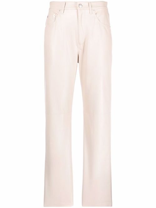 Faux-leather straight leg trousers - Neutrals