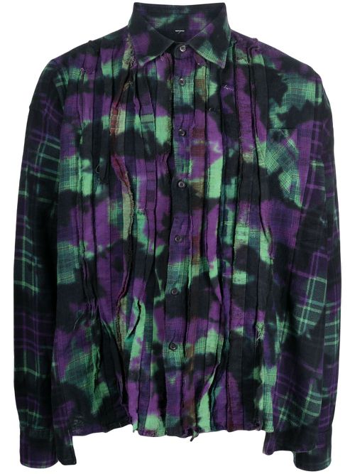 Tie-dye pattern flannel shirt - Purple