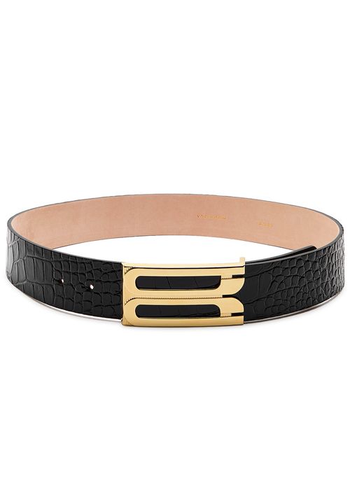 Victoria Beckham Jumbo Frame Crocodile-effect Leather Belt