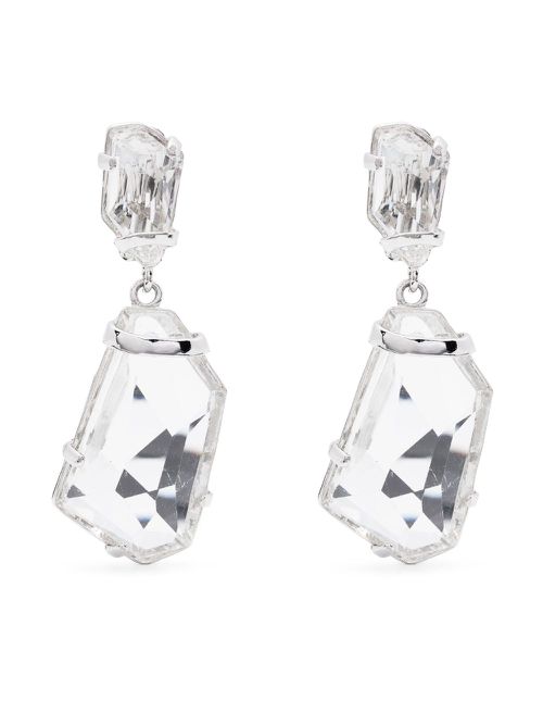 Fancy crystal drop earrings - Silver