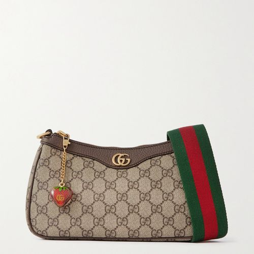 GUCCI Ophidia textured leather-trimmed printed coated-canvas