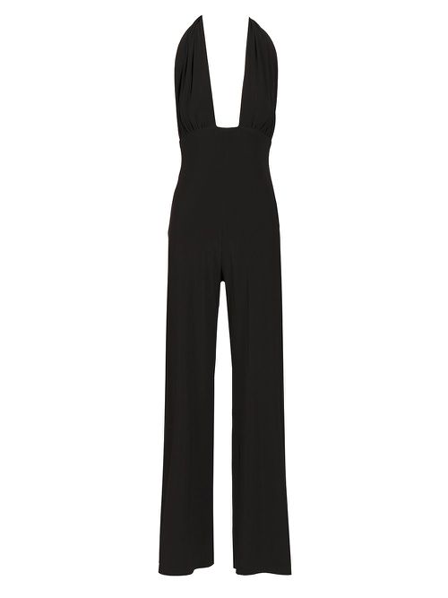 Cross Halter Straight Leg Jumpsuit Jewelry Black