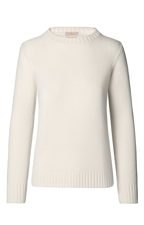 Ladies Cotton & Wool Boxy Crew Neck Jumper - Ivory, Ivory