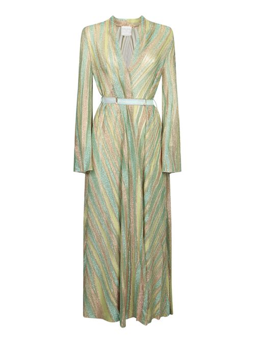 Forte_Forte Lurex Jersey Jacquard Belted Crossed Dress