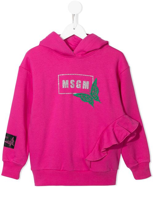 Logo ruffled hoodie - Pink