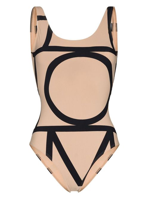 Toteme Women's Swimsuit With Monogram in Beige | Size Medium | 213 Color 842795