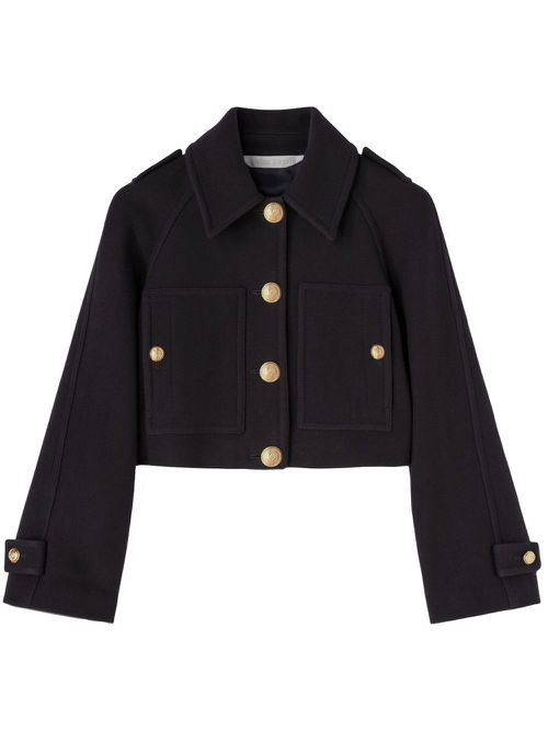 Virgin-wool blend cropped coat - Blue
