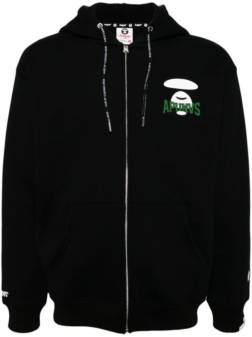 Logo-printed hooded jacket - Black