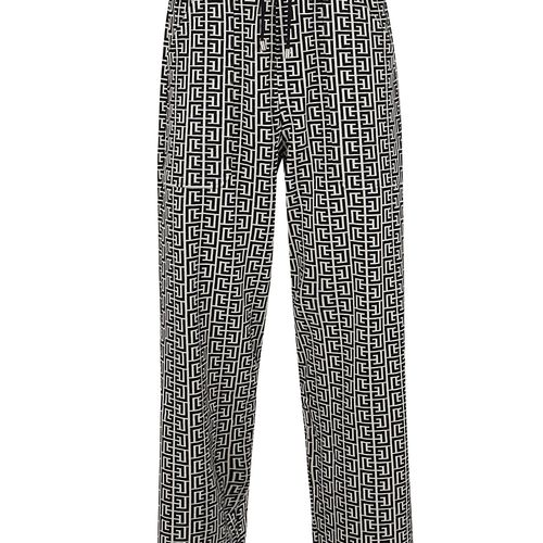 BALMAIN Monogram Pajama Pants in Ivoire & Noir