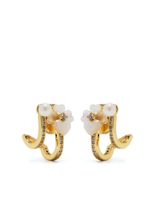 Precious Pansy double-hoop earrings - Gold