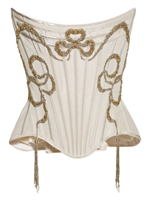 Bead-embellished corset - White