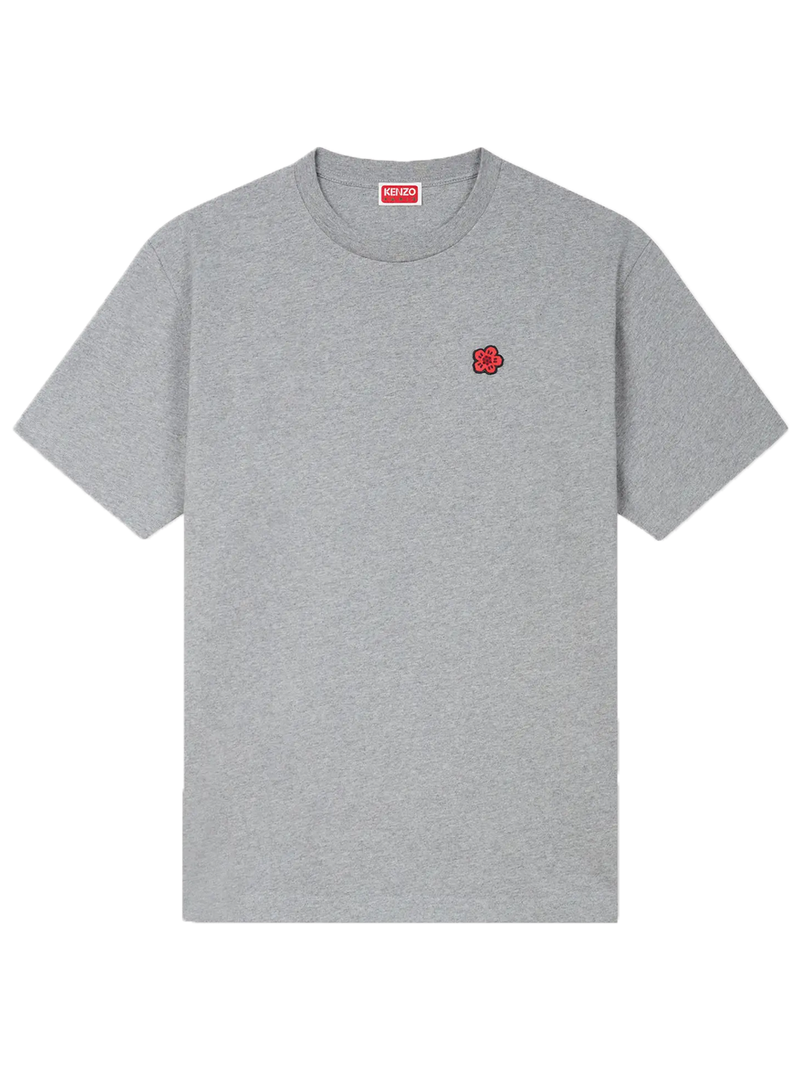 Kenzo Boke Flower Embroidered Crest T-Shirt in Grey - Grey