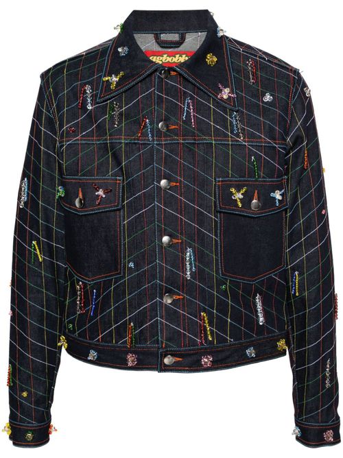 Hand-beaded denim jacket - Blue